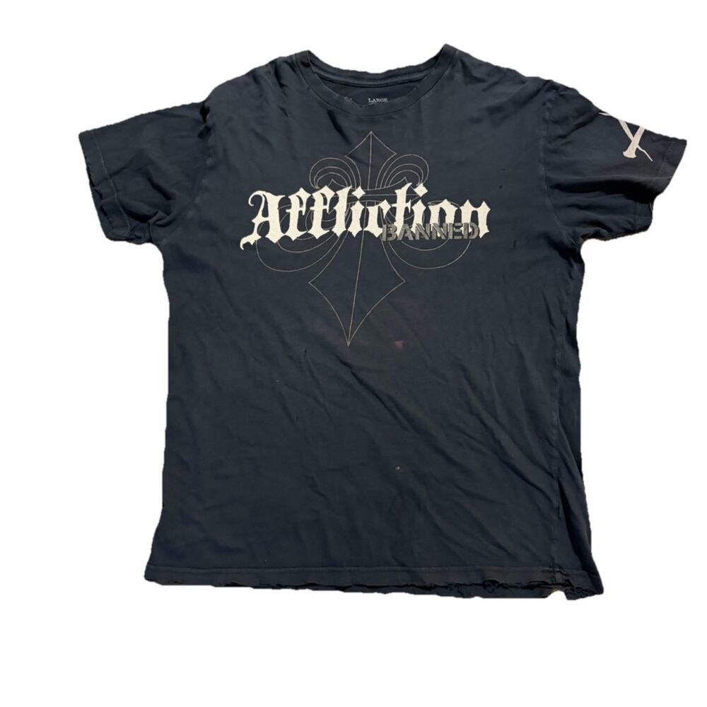 Affliction Banned T Shirt Mens Size L July 19 Fedor vs Sylvia MMA Black Graphic